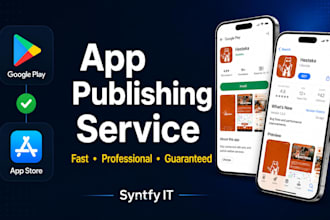 publish app on google play store or apple app store professionally