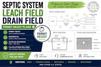 design septic system,leach field and drain field for permit