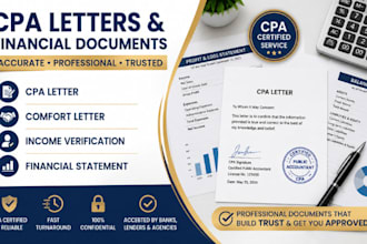 write  CPA letter, comfort letter, income verification and financial statement