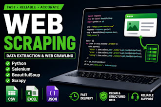 do python web scraping, data extraction and crawling