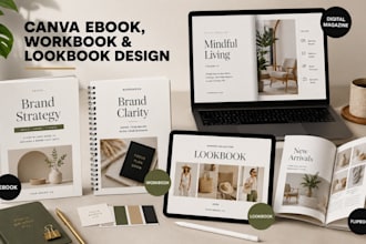 design a professional canva freebie ebook design, lookbook,flipbook fillable PDF