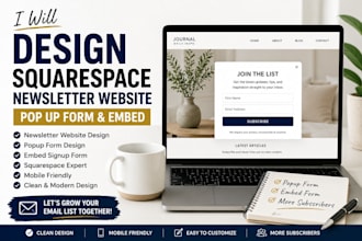 design squarespace newsletter website pop up form and embed