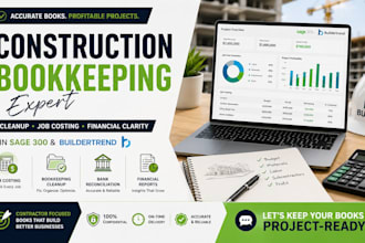do construction bookkeeping, cleanup, job costing in sage 300 and buildertrend