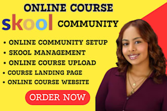 setup skool online community, skool course creation, skool community manager