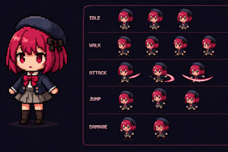 do pixel art sprite sheet character pixel animation game asset