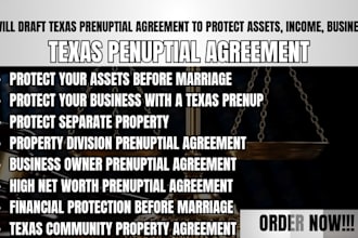draft texas prenuptial agreement to protect assets, income, business