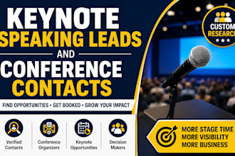 provide keynote speaking leads and conference organizer contacts