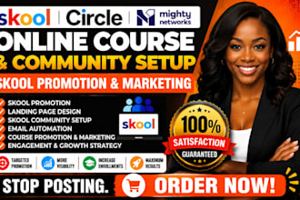 do online skool promotion, course promotion, mighty network, circle so setup