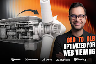 convert cad step models to optimized glb for web viewing