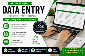 do data entry, typing work and excel data entry accurately