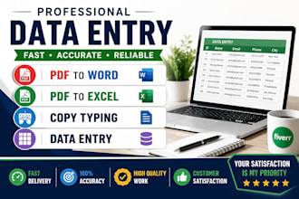 do data entry,pdf to word conversion,copytyping andexcelwork
