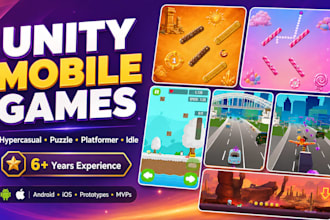 develop hypercasual, idle tycoon and puzzle games in unity