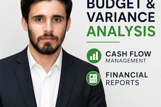 do budget and variance analysis, cash flow and financial reports