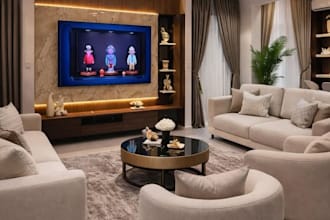 design modern living room interior with realistic 3d rendering in sketchup
