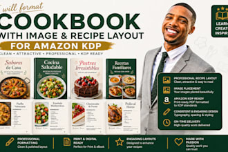 format spanish cookbook with image and recipe layout for amazon KDP