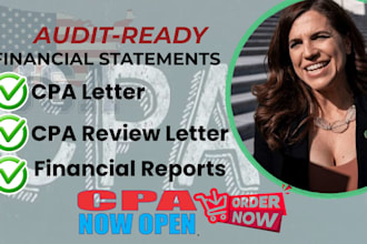 prepare CPA review letter, financial statement review and financial report