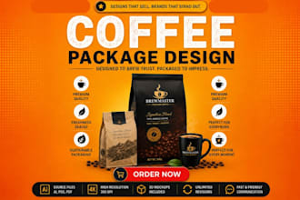 design premium coffee packaging, coffee bag and label design for your business