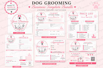 design a custom dog grooming logo and business branding kit