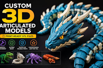 sculpt custom 3d articulated model,flexi toy,stl for 3d printing