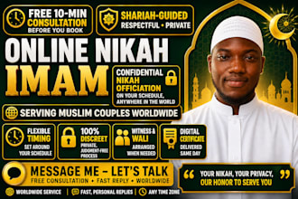 perform your online nikah, provide witnesses, act as wali, official certificate