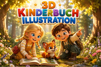 illustrationen für 3d bilderbücher und kindergeschichten