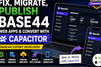 fix base 44 app, migrate base44 project, publish web app capacitor