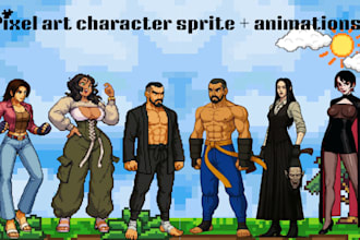 do pixel art animation 2d sprite sheet character design game art game assets