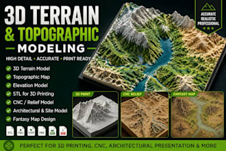 do premium 3d terrain maps, topographic models, stl for cnc and 3d printing