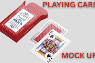design a custom playing card game card 52 card deck  card box mockup game card