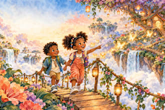 create whimsical watercolor art for african american children storybook