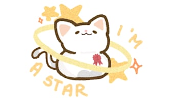 draw a cat with any expression, prop or phrase that you want