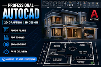 do professional autocad 2d drafting and floor plans