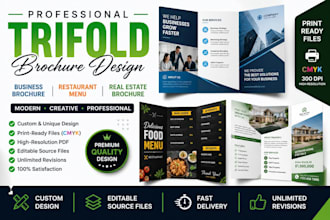 trifold brochure design business restaurant menu real estate brochure design