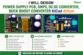 design power supply pcb, smps, dc dc converter, buck boost convert kicad altium