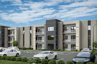 render 3d apartment exterior,interior design,2d architect plan, cgi house facade