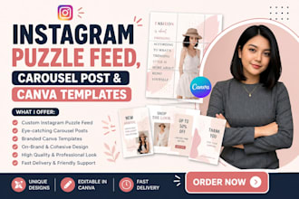 create an aesthetics puzzle feeds carousel post  canva templates for your brand