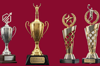 design custom 3d trophy, award, medal models stl for 3d printing and rendering