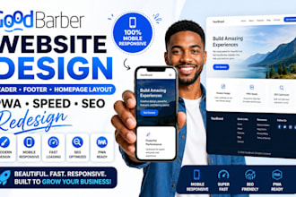 design goodbarber website header footer homepage layout pwa speed SEO redesign