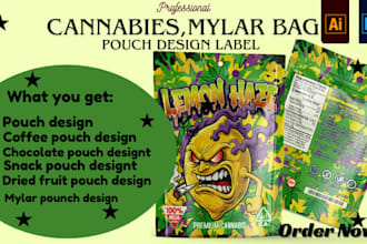 design premium cannabis, mylar pouch design packaging and coffee bag design