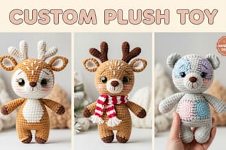 create plush crochet pattern amigurumi toy doll design animal pattern ref sheet