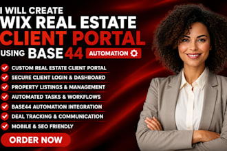 build wix real estate client portal using base44 automation
