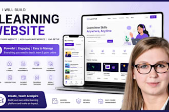 build elearning website, online course website, kids language website, lms setup