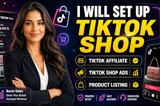 setup tik tok shop, tik tok affiliate and tiktok shop ads, product listing
