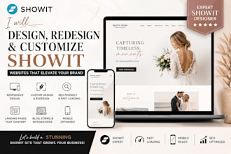 customize, redesign, update, and build a professional showit website