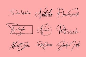 design artistic signature or autograph handwritten handwriting logo