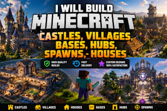 build custom minecraft castles, villages, bases, houses, and server spawn hubs