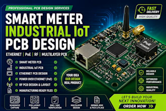 design smart meter, iot, ethernet, poe and rf pcb