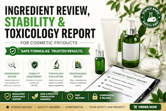 do ingredient review, stability and toxicology report for cosmetic product