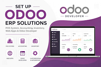 set up odoo pos system, accounting and inventory, web apps, odoo developer
