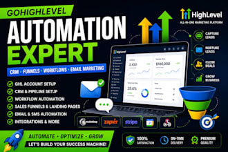 setup ghl CRM, automation workflows and sales funnels